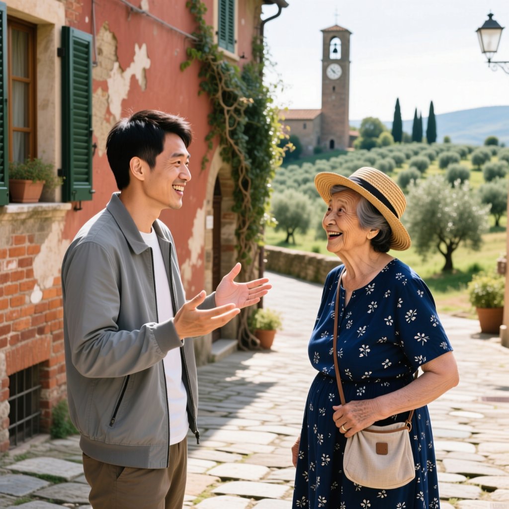 男子在意大利说中文被本地阿姨回复